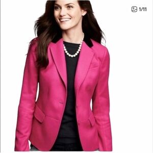 Talbots Pink Wool Blazer with Black Velvet Collar. Size 12